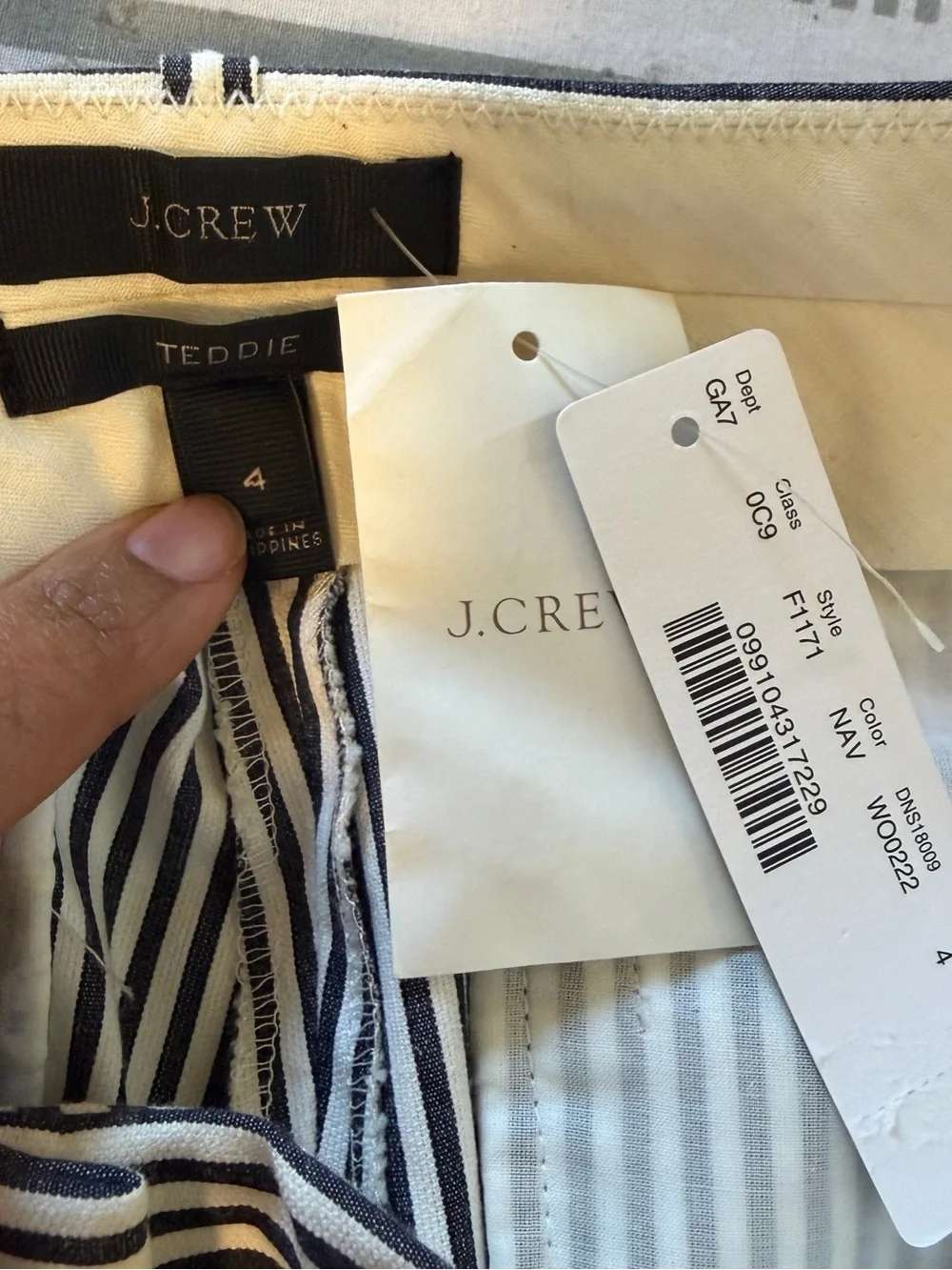 J. Crew Women's Black and White Striped Capri Ankle Dress Pants Size 4 NWT
